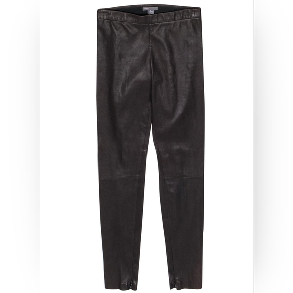 VINCE 🏷️ NWT Black Genuine Leather w/Stretch Zipper Cuff Smooth Waist M - Picture 3 of 15